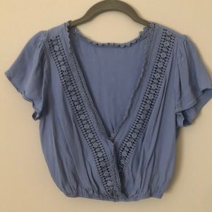 Blue eyelet crop top